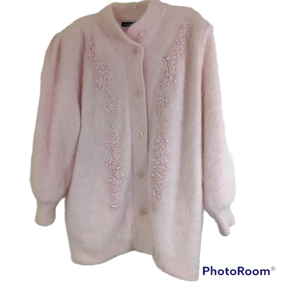 Vintage Lee Sands Rabbit Angora Hair Blend Jacket Size One Size Plus